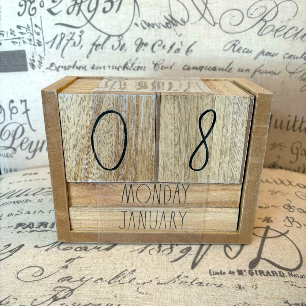 Rae Dunn Wood Calendar Block